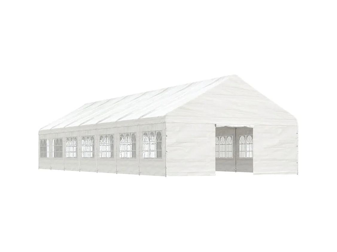 Cenador con techo blanco 15,61x5,88x3,75 m polietileno