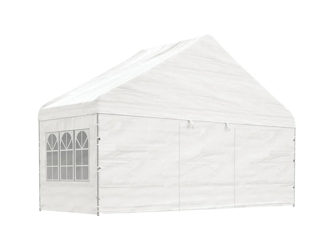 Cenador con techo blanco 15,61x5,88x3,75 m polietileno