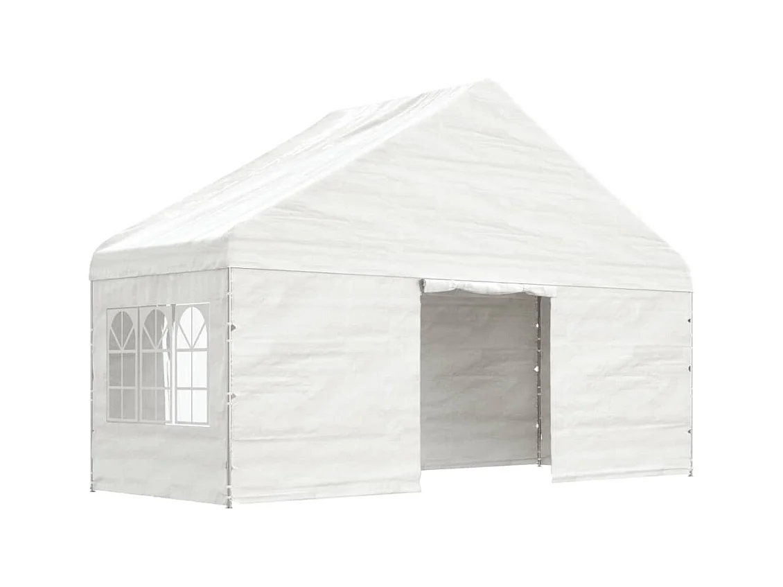 Cenador con techo blanco 15,61x5,88x3,75 m polietileno