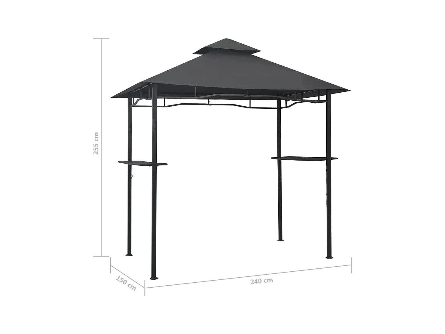 Gazebo per barbecue 240x150x255 cm Acciaio Antracite