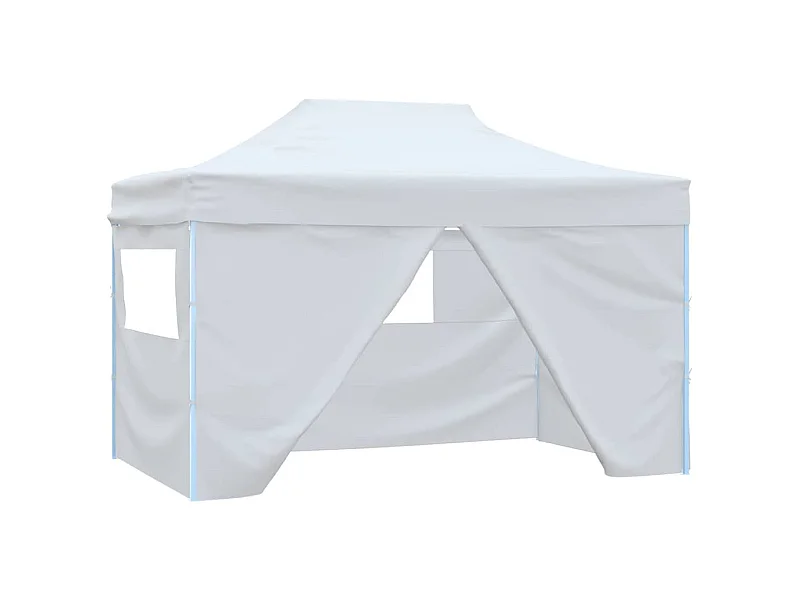 Carpa de recepción plegable de 4 paredes 280x410x315 cm Acero Blanco