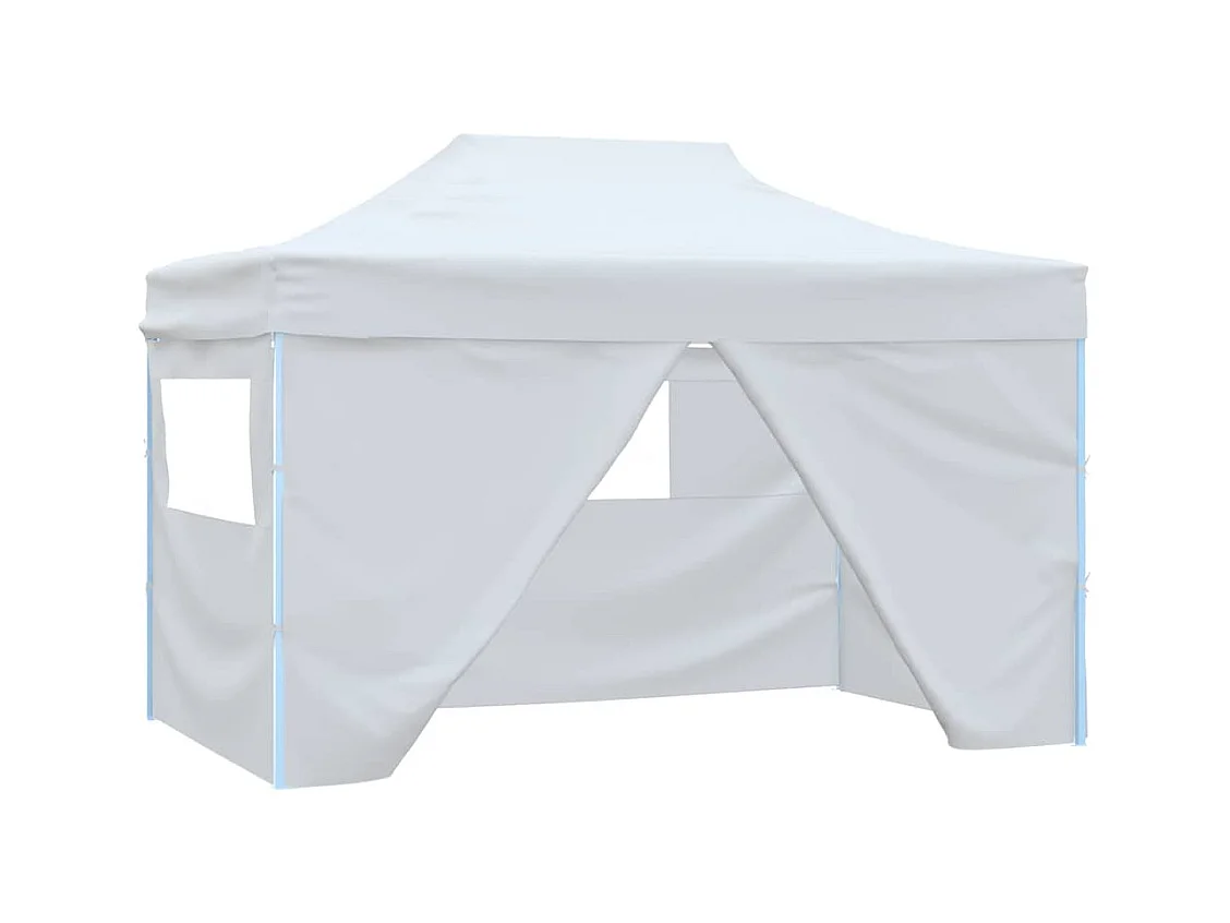 Carpa de recepción plegable de 4 paredes 280x410x315 cm Acero Blanco