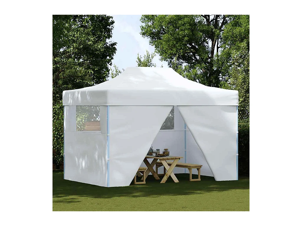Carpa de recepción plegable de 4 paredes 280x410x315 cm Acero Blanco