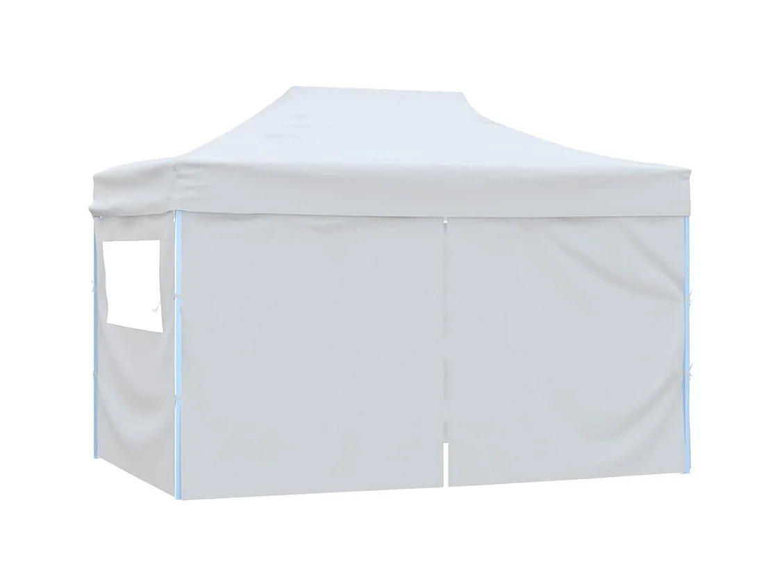 Carpa de recepción plegable de 4 paredes 280x410x315 cm Acero Blanco
