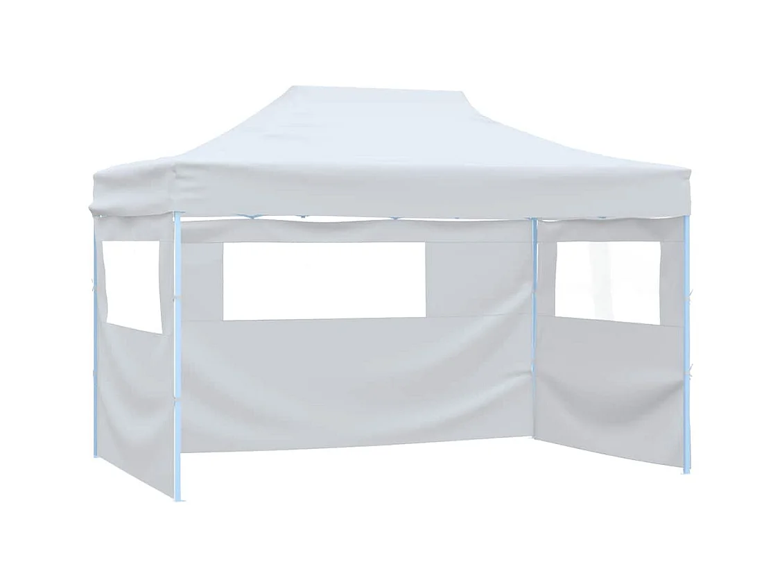 Carpa de recepción plegable de 4 paredes 280x410x315 cm Acero Blanco