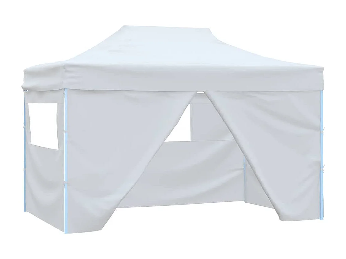 Tenda pieghevole per ricevimenti a 4 pareti 280x410x315 cm Acciaio Bianco