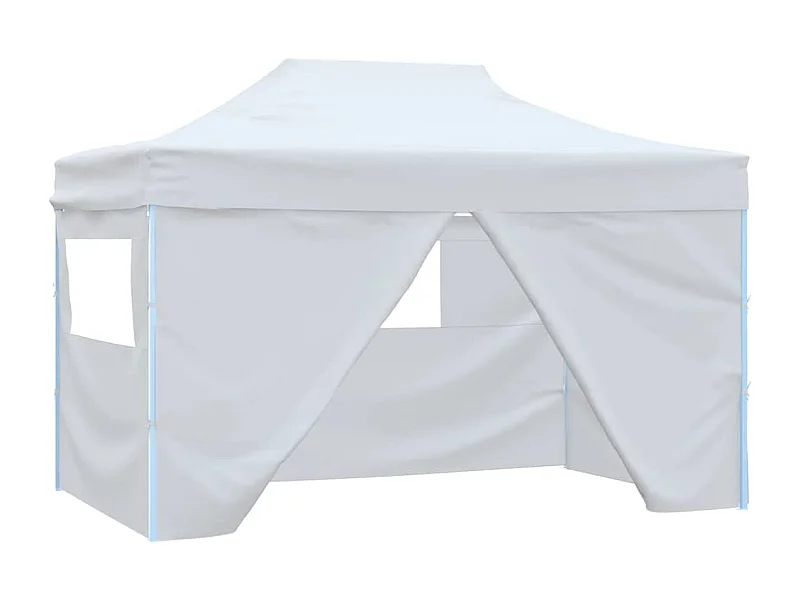 Tenda pieghevole per ricevimenti a 4 pareti 280x410x315 cm Acciaio Bianco
