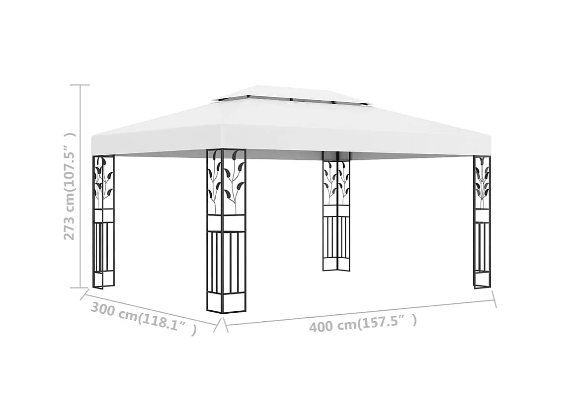 Gazebo con doble techo 3x4 m Blanco