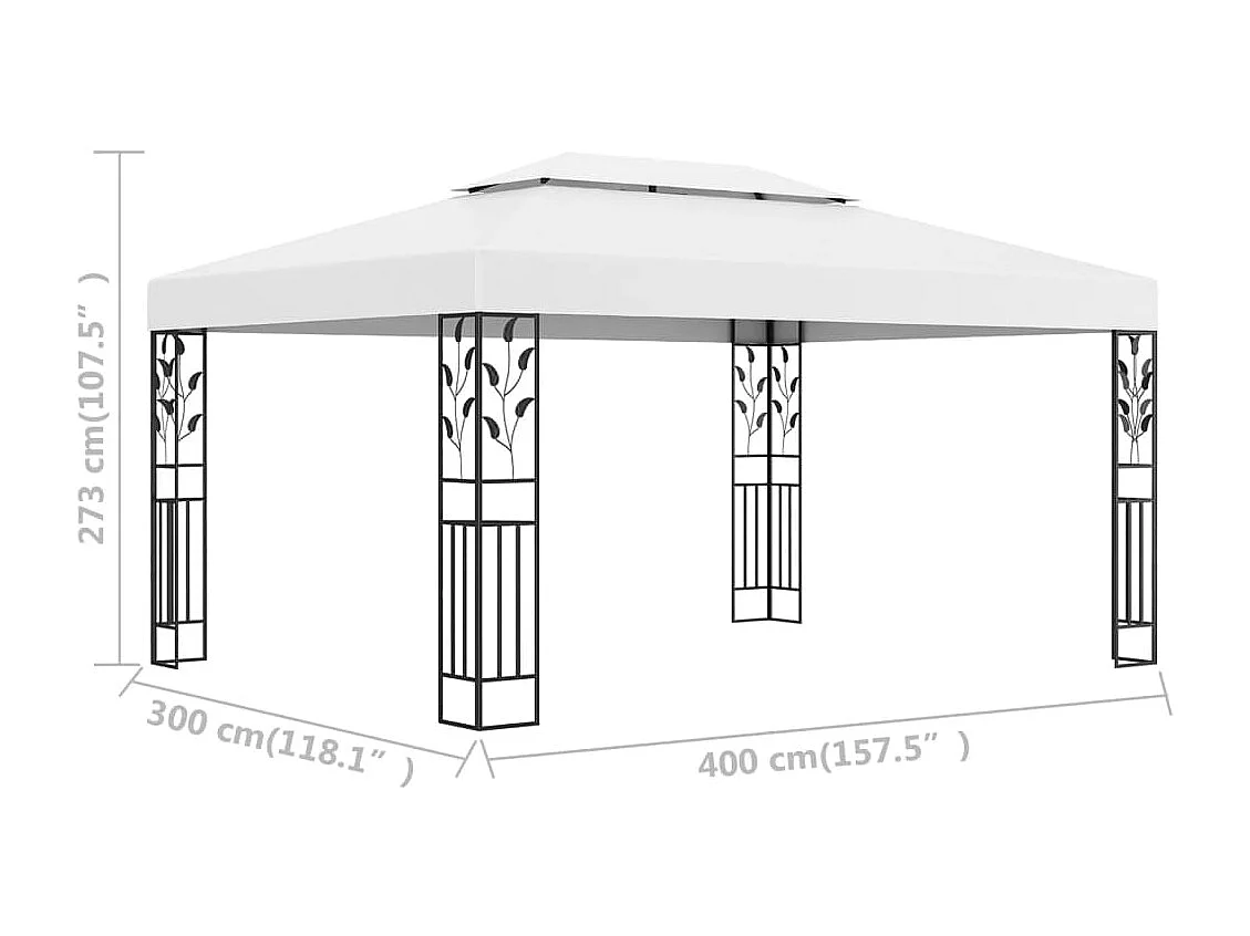 Gazebo con doppio tetto 3x4 m Bianco