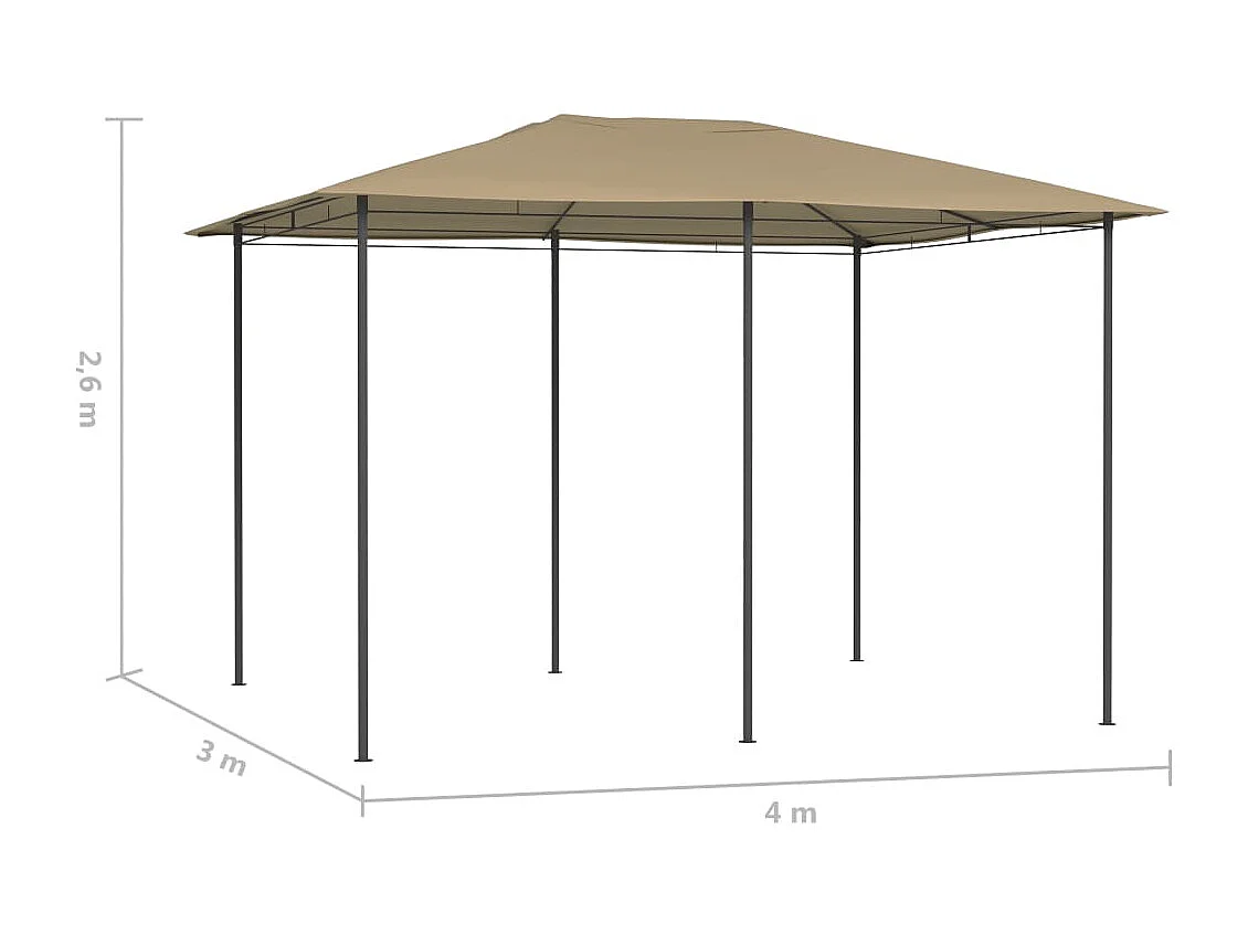 Belvedere 3x4x2,6 m Topo 160 g/m²