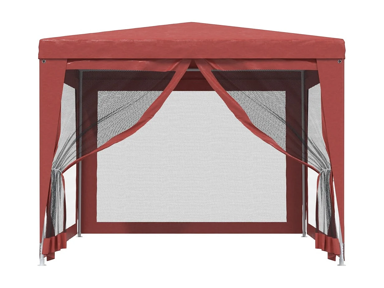 Carpa para fiestas con 4 paredes laterales de malla Roja 3x3m HDPE