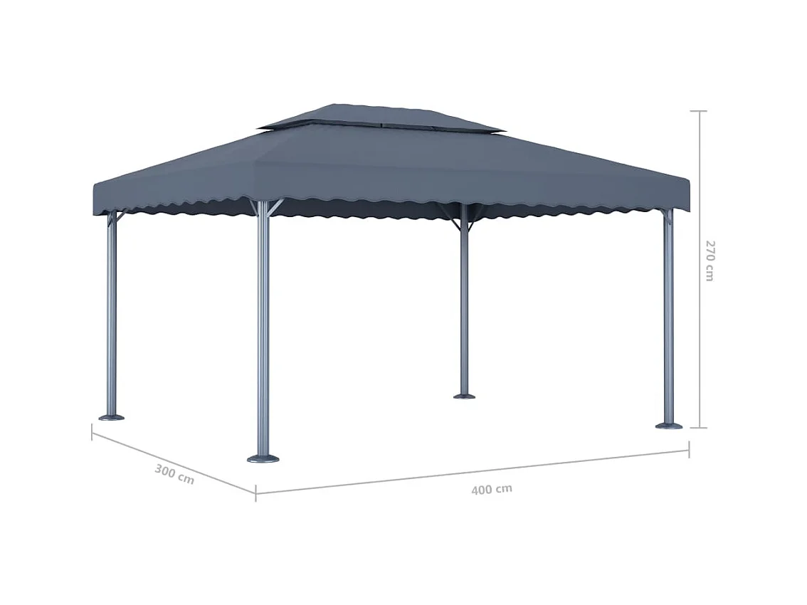 Cenador de aluminio antracita de 400 x 300 cm