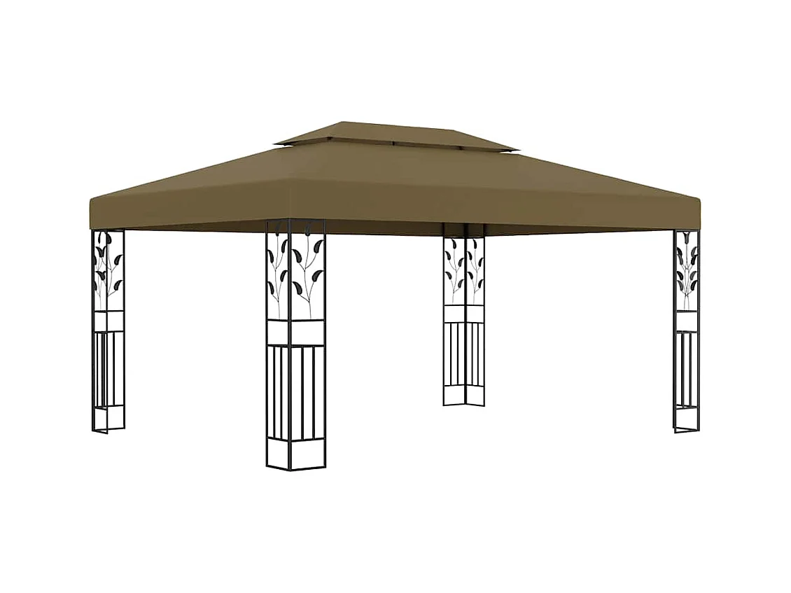 Gazebo con doppio tetto e luci LED 3x4 m Tortora