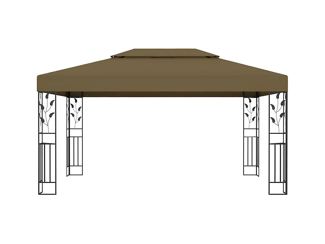 Gazebo con doppio tetto e luci LED 3x4 m Tortora