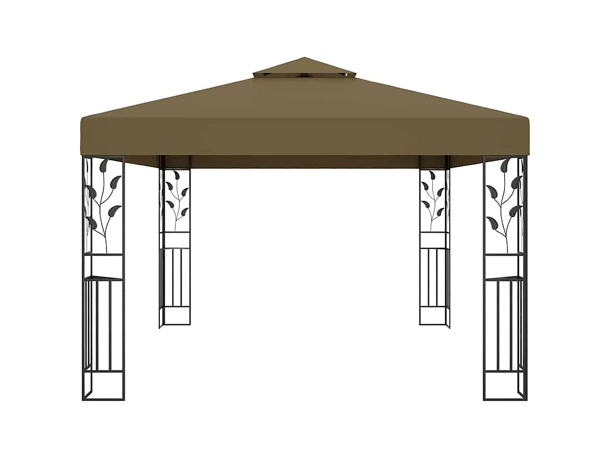 Gazebo con doppio tetto e luci LED 3x4 m Tortora