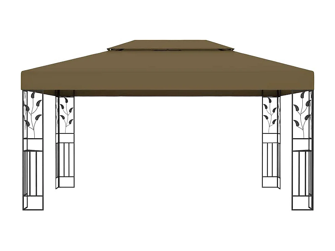 Gazebo con doble techo y luces LED 3x4 m Taupe