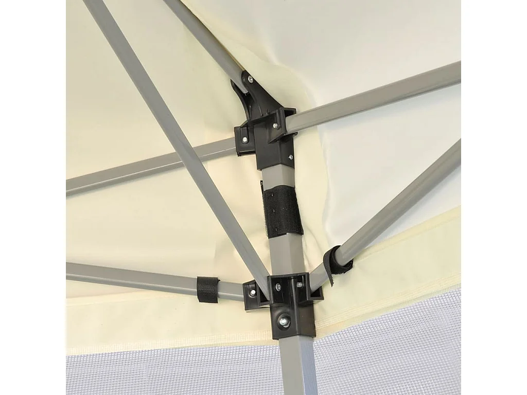 Carpa hexagonal y 6 paredes laterales 3,6x3,1 m Blanco crema