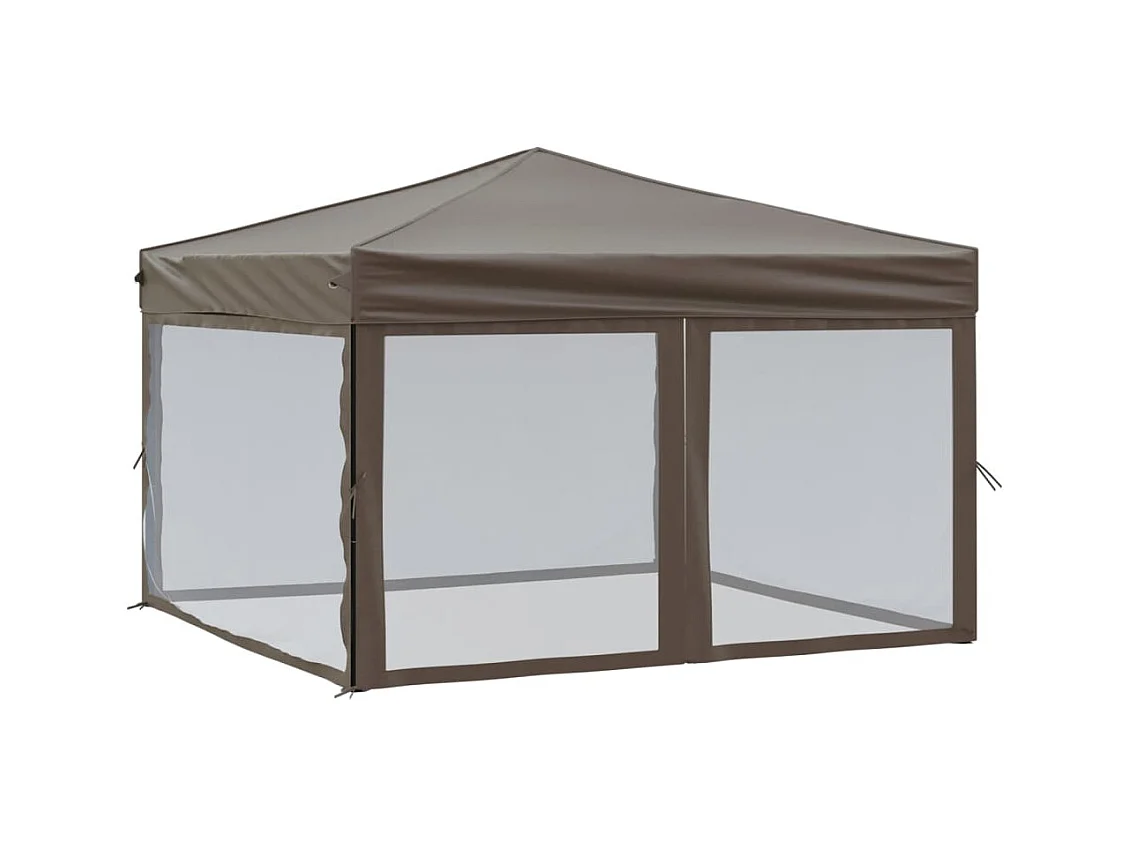 Carpa de recepción plegable con paredes Taupe 3x3 m