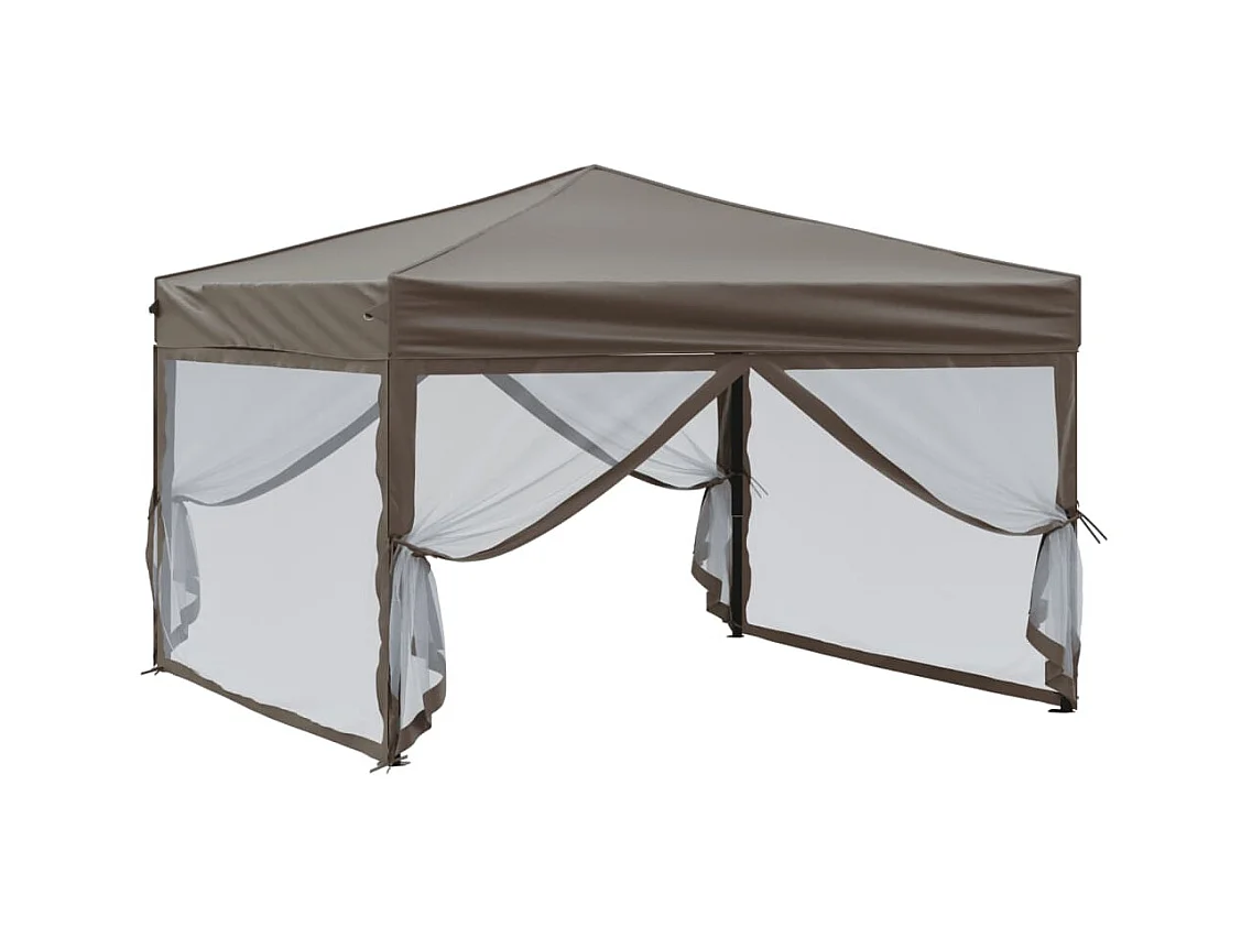 Carpa de recepción plegable con paredes Taupe 3x3 m