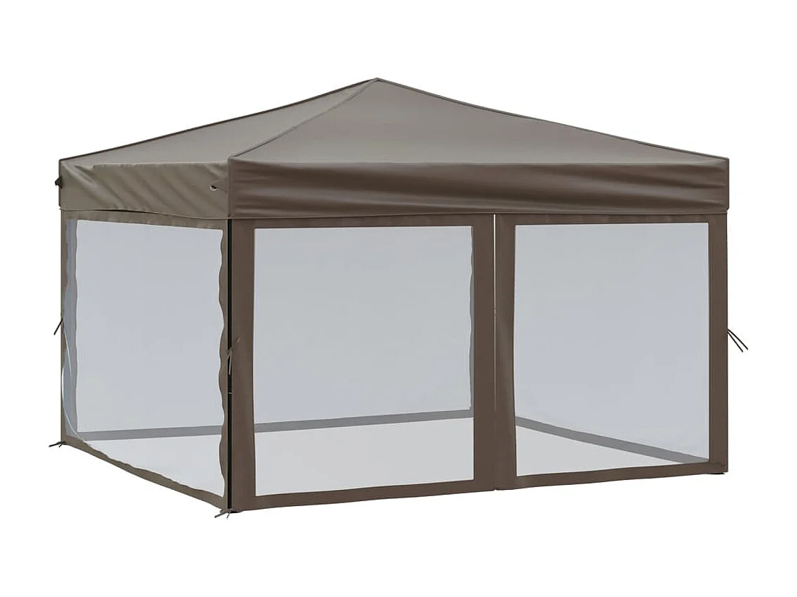 Tenda pieghevole per ricevimenti con pareti Taupe 3x3 m