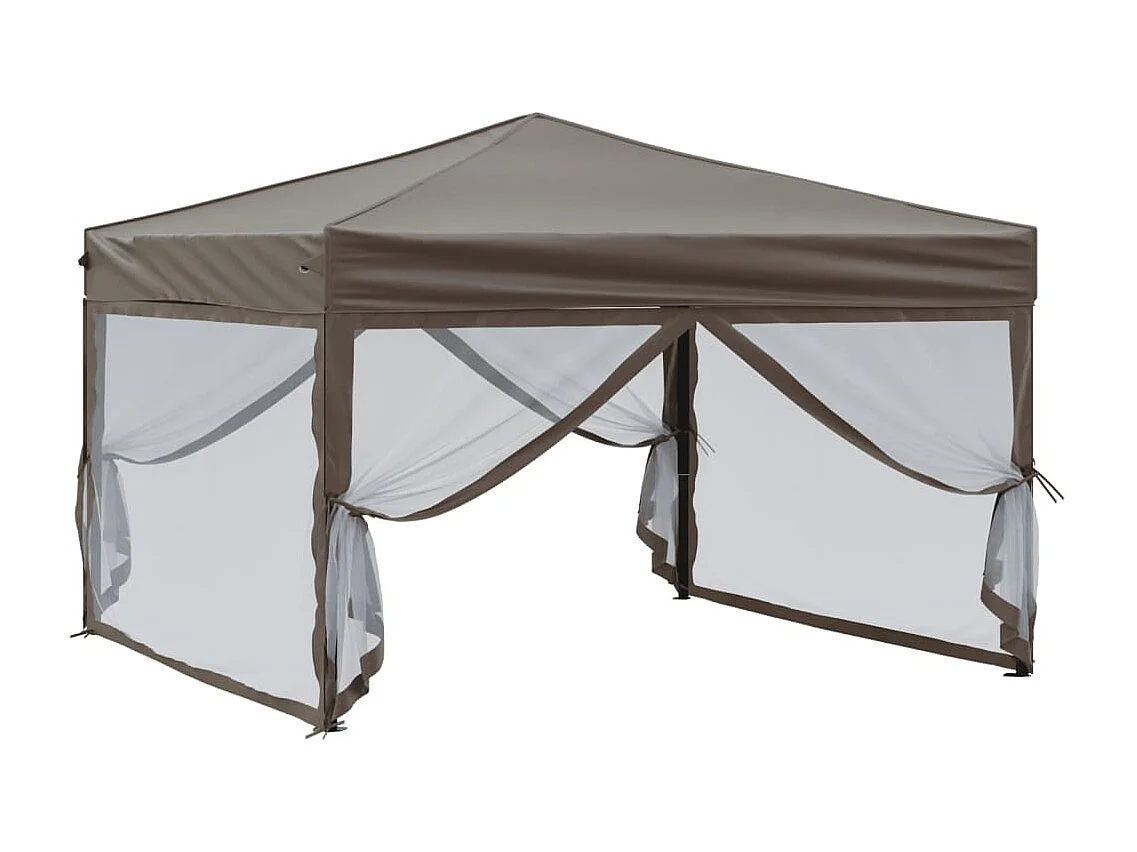 Tenda pieghevole per ricevimenti con pareti Taupe 3x3 m