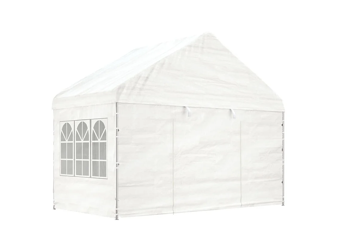 Gazebo con techo blanco 13,38x4,08x3,22 m polietileno