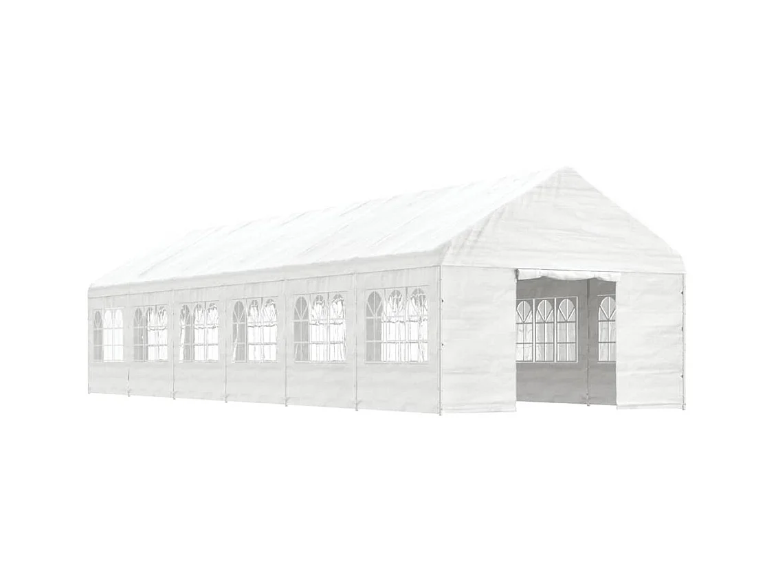 Gazebo con techo blanco 13,38x4,08x3,22 m polietileno