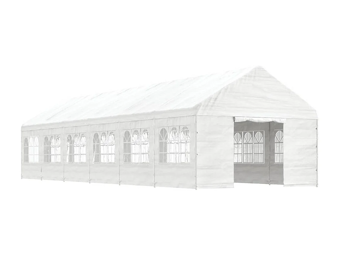Gazebo con techo blanco 13,38x4,08x3,22 m polietileno