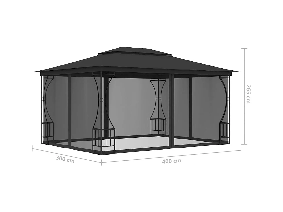 Cenador con mosquitera 300x400x265 cm Antracita
