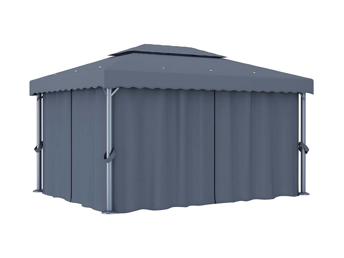 Tonnelle avec rideau 4x3 m Anthracite Aluminium