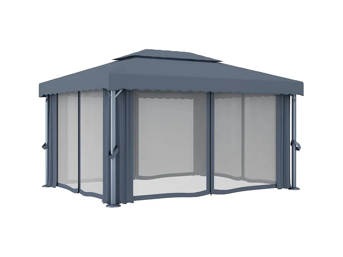 Gazebo con tenda 4x3 m Alluminio Antracite