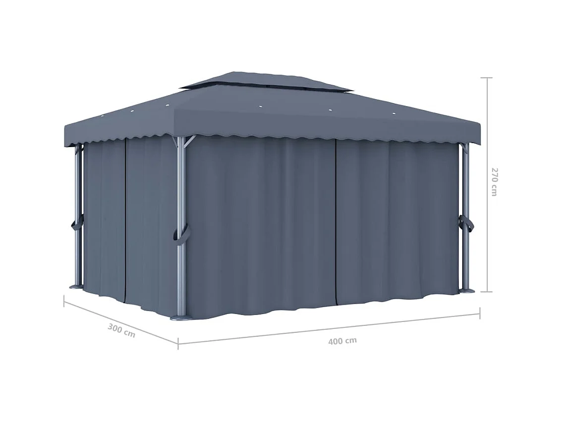 Gazebo con tenda 4x3 m Alluminio Antracite