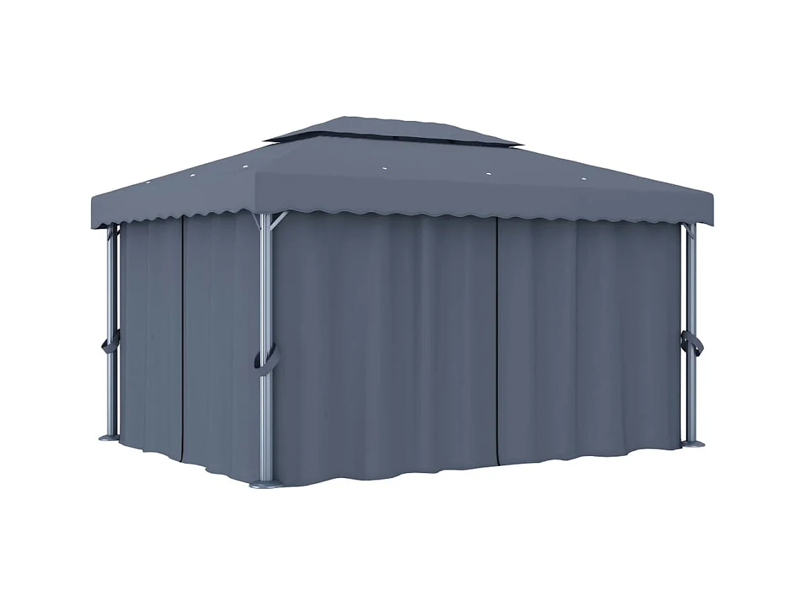 Gazebo met gordijn 4x3 m Antraciet Aluminium
