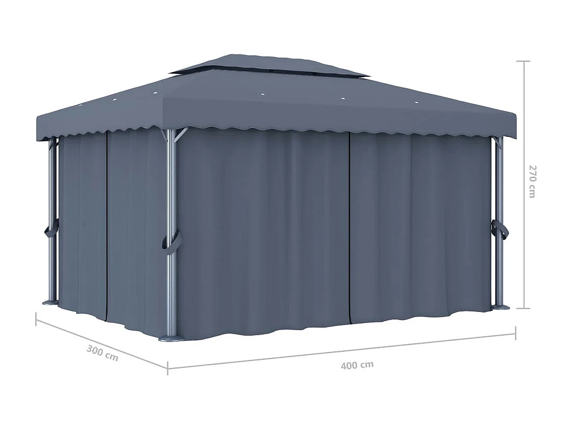 Gazebo con tenda 4x3 m Alluminio Antracite