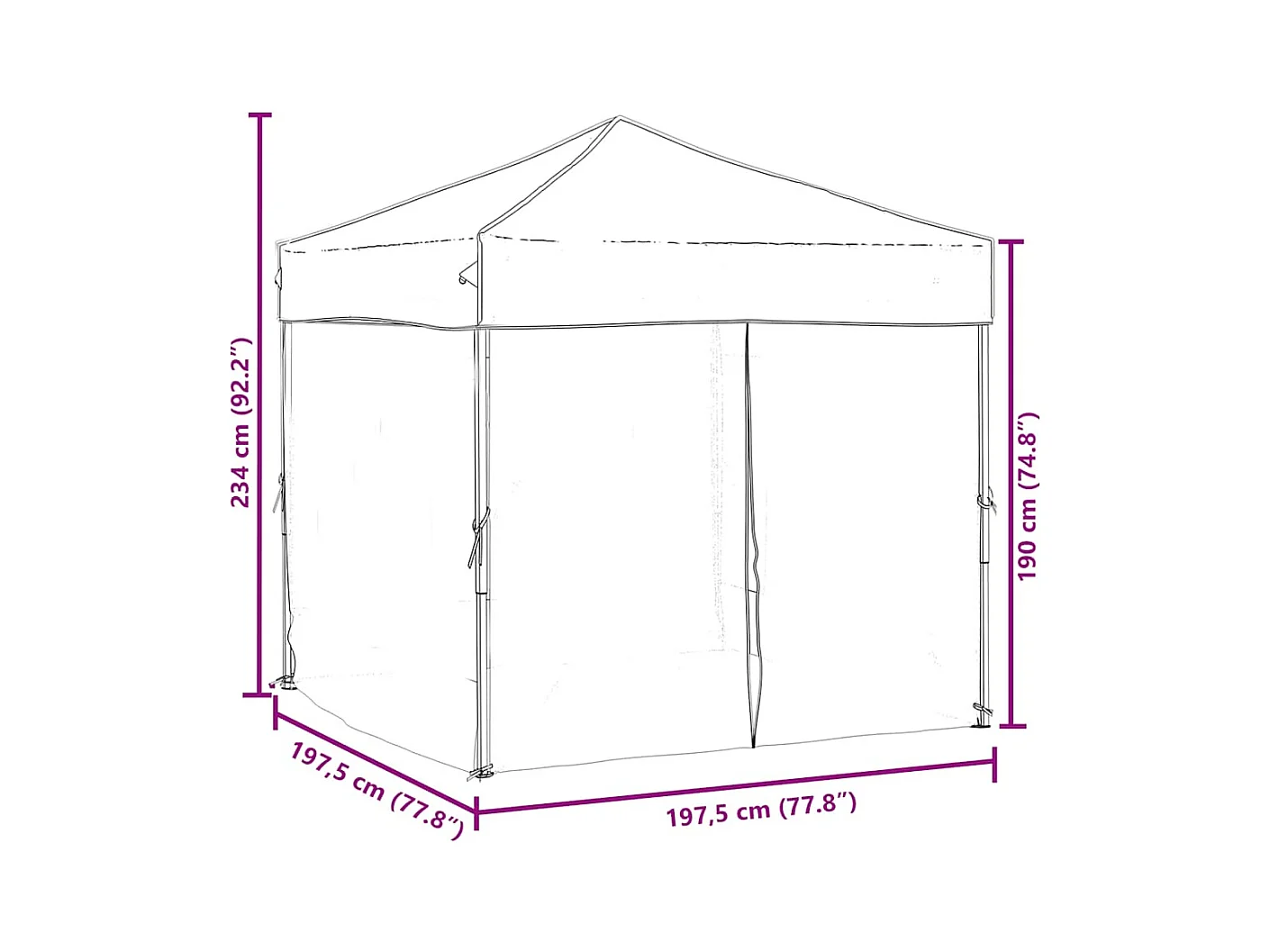 Opvouwbare feesttent met wanden Crème 2x2 m