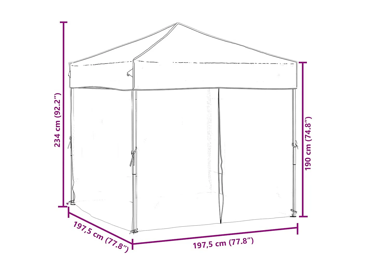 Carpa plegable para fiestas con paredes Crema 2x2 m