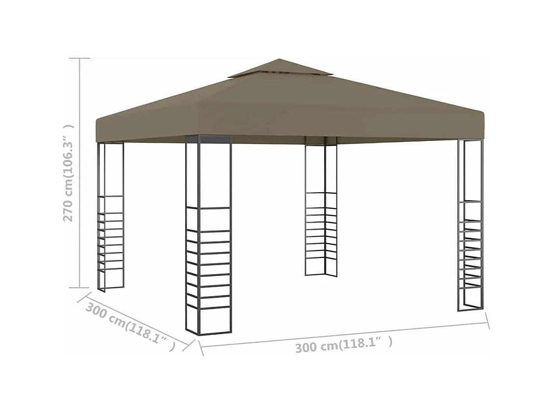 Chapiteau de jardin 3x3 m Taupe 180 g/m²