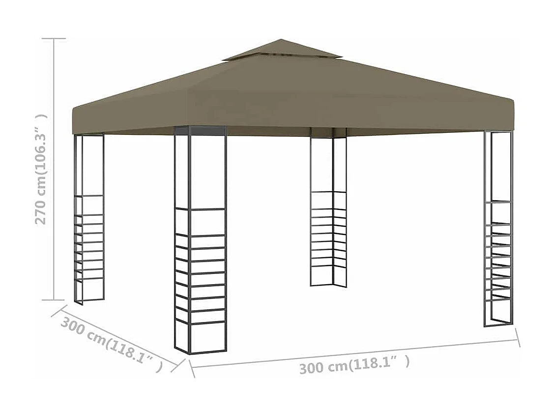 Chapiteau de jardin 3x3 m Taupe 180 g/m²