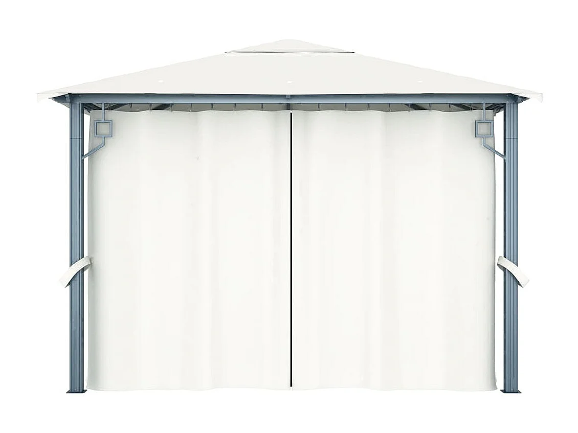 Gazebo in alluminio color crema 3x3 m con tenda e luci LED