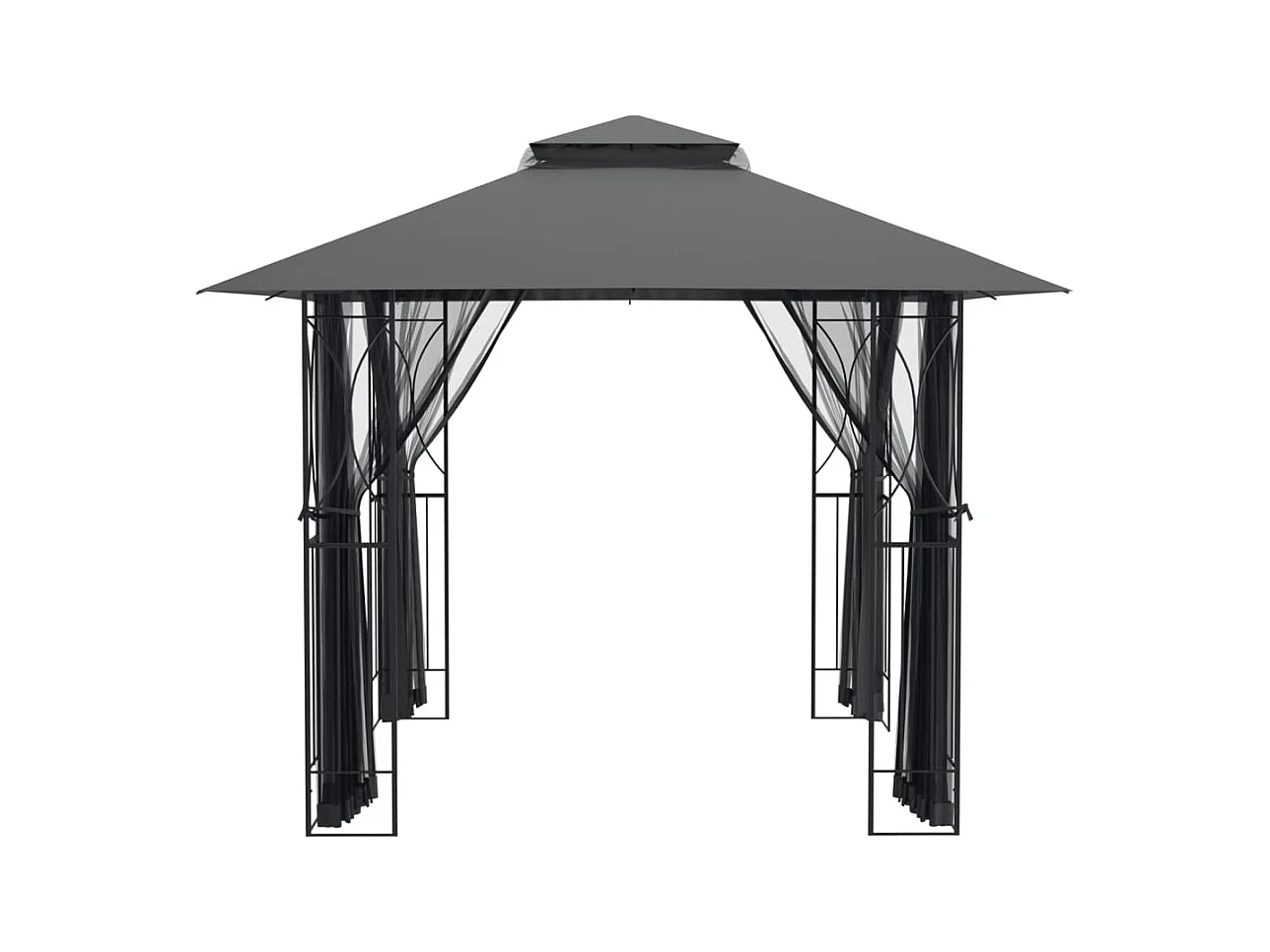 Cenador con paredes laterales antracita 300x300x270 cm acero