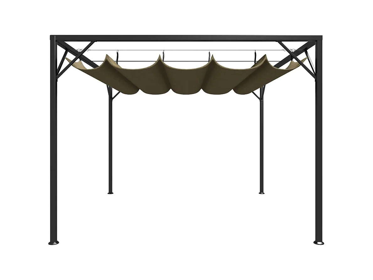 Carpa de jardín con toldo retráctil 3x3m Taupe 180 g/m²