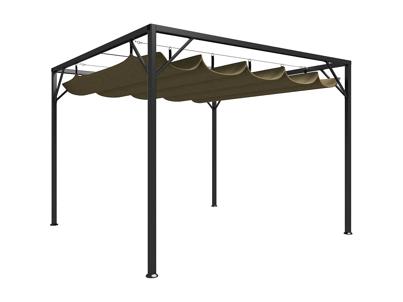 Carpa de jardín con toldo retráctil 3x3m Taupe 180 g/m²