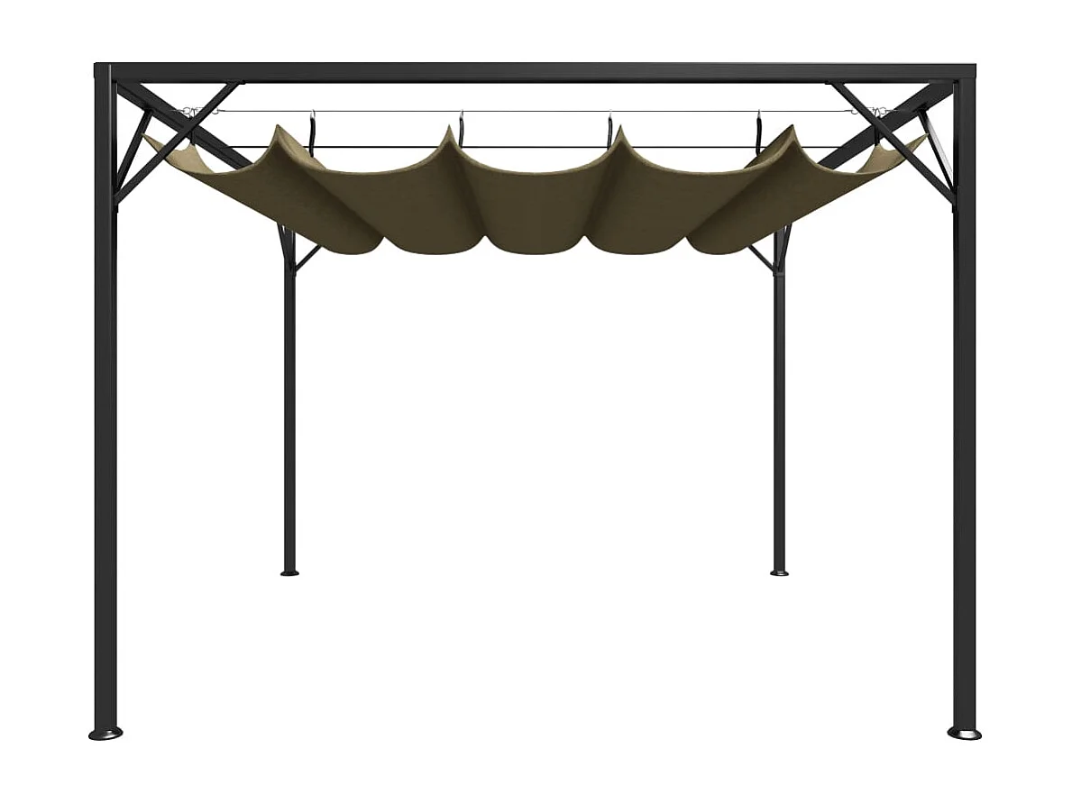 Carpa de jardín con toldo retráctil 3x3m Taupe 180 g/m²