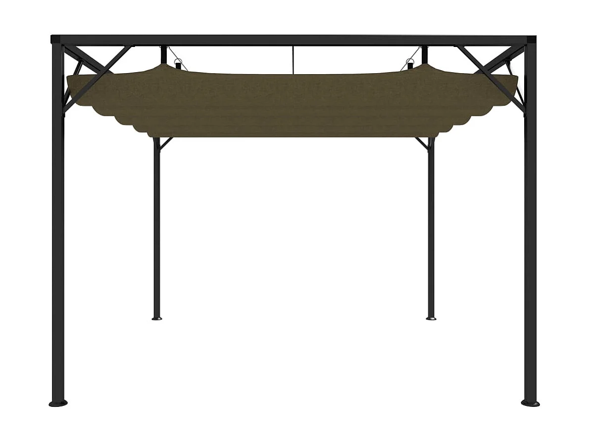 Carpa de jardín con toldo retráctil 3x3m Taupe 180 g/m²