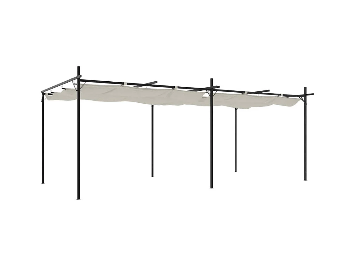 Pérgola con techo retráctil crema 589x292x230 cm