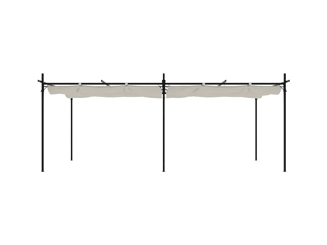 Pérgola con techo retráctil crema 589x292x230 cm