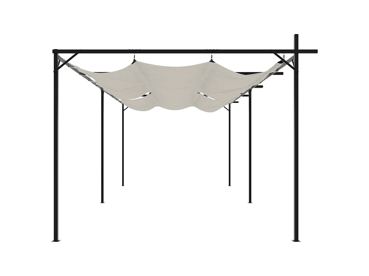 Pérgola con techo retráctil crema 589x292x230 cm