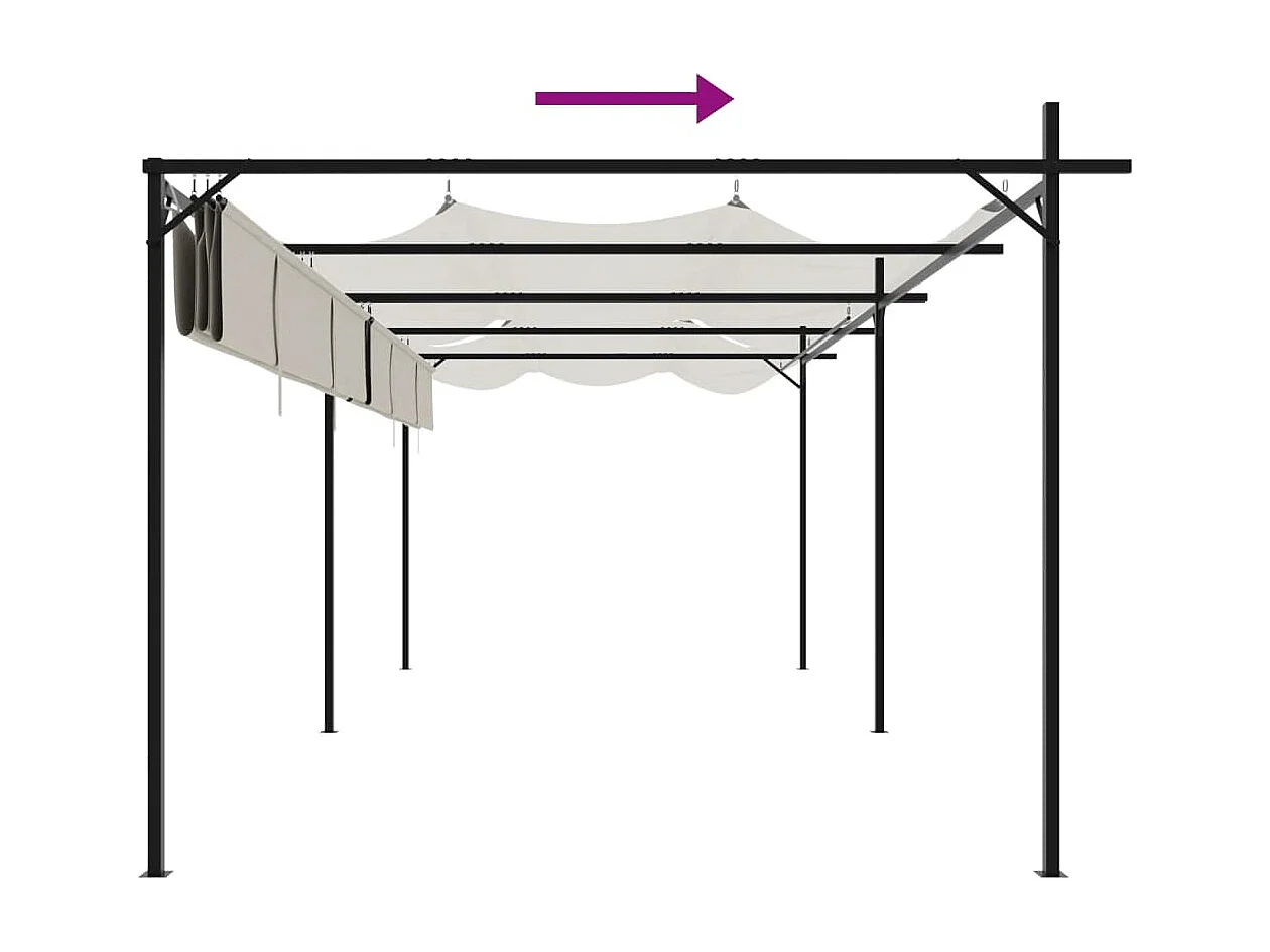 Pérgola con techo retráctil crema 589x292x230 cm