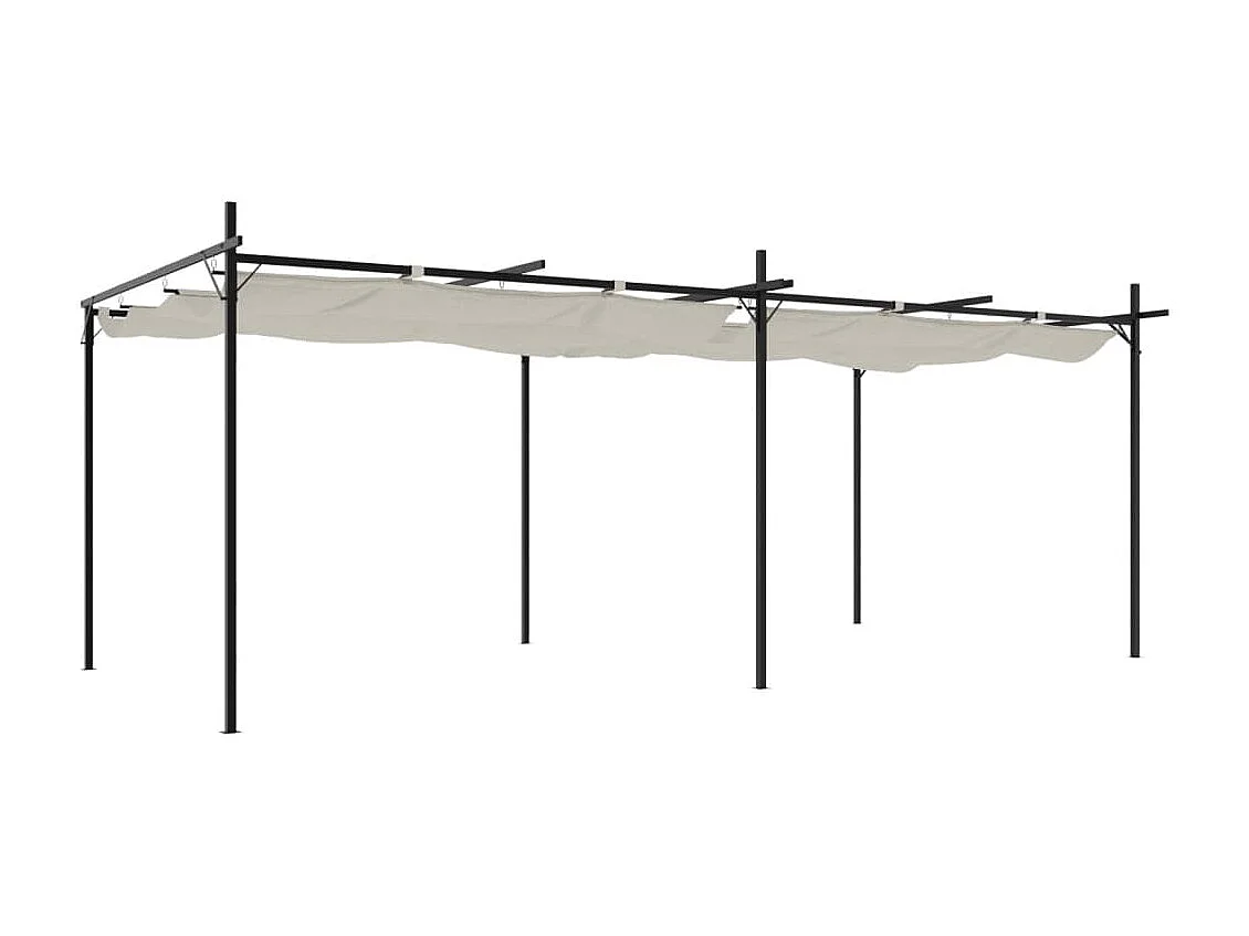 Pérgola con techo retráctil crema 589x292x230 cm