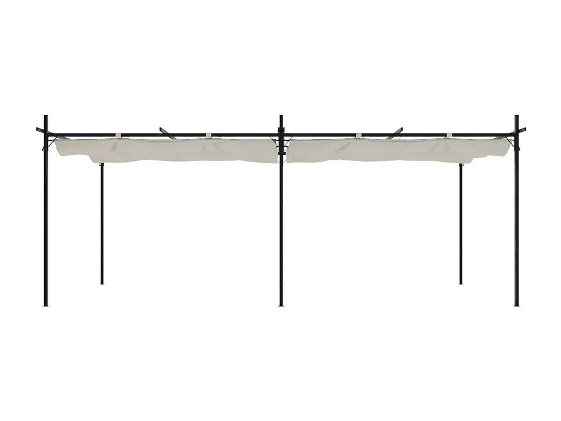 Pérgola con techo retráctil crema 589x292x230 cm